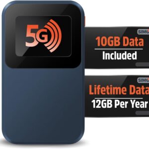 Solis Edge – 5G Hotspot Device, Bundle Includes Lifetime Data (12GB Per Year) and 10GB Global Data, WiFi in 140+ Countries, Access 300+ Mobile Carriers, Portable Internet by SIMO
